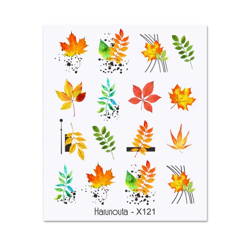 Harunouta Spring Water Nail Decal And Sticker Flower Leaf Tree Green Simple Summer DIY Slider For Manicuring Nail Art Watermark