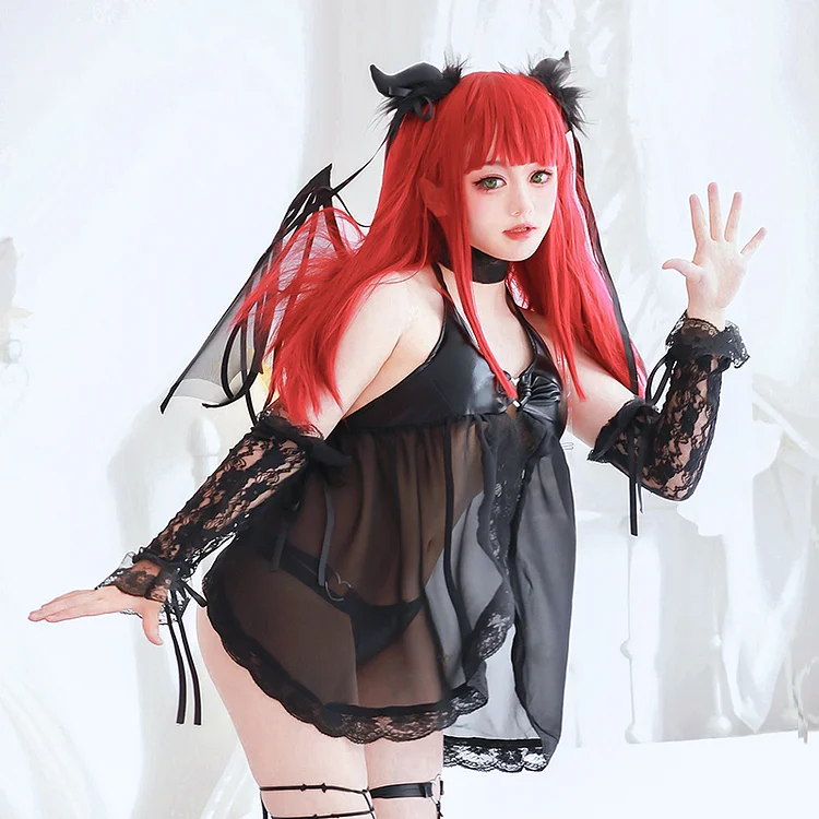 My Dress Up Anime Rizu Kyun Cosplay Maid Leather Little Devil Uniform Lingerie SP18009