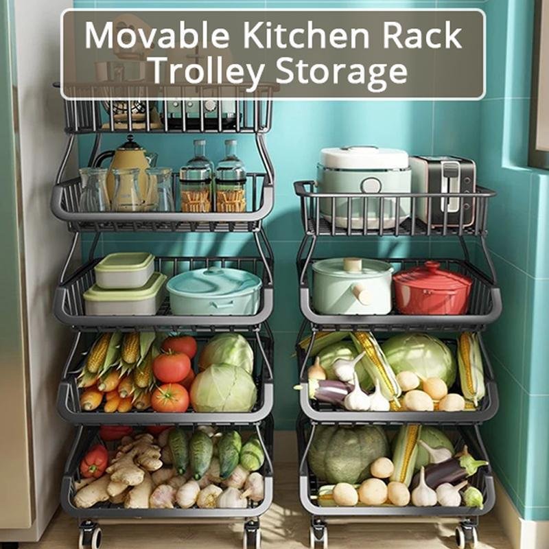 Hugoiio™ Movable Kitchen Rack Trolley Storage