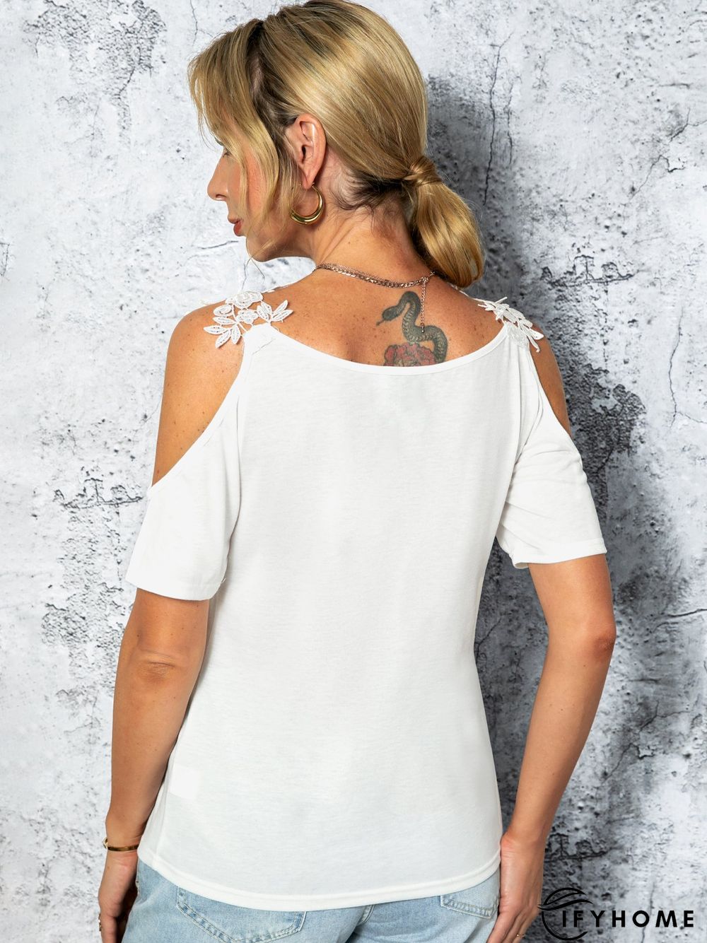 Sheath Cotton-Blend Short Sleeve Crew Neck Top | IFYHOME