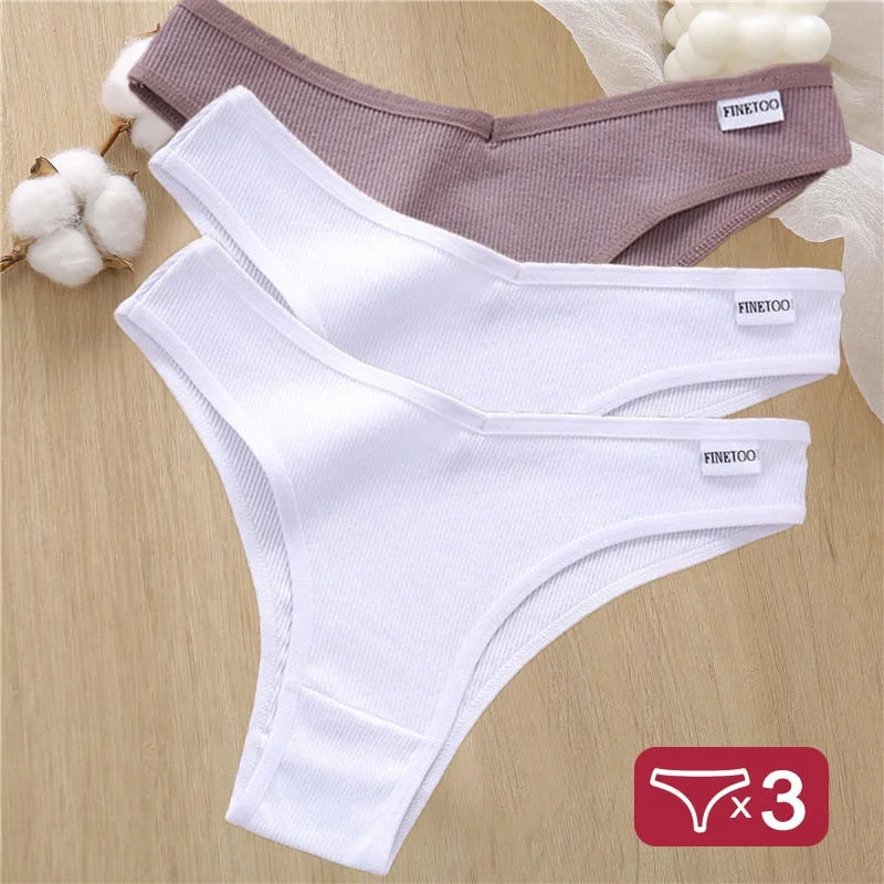 3PCS/Set Cotton Lingerie Panties Sexy Underwear Women Briefs Tangas Female Underpants Pantys Thong Panties Bikini Solid 6 Color