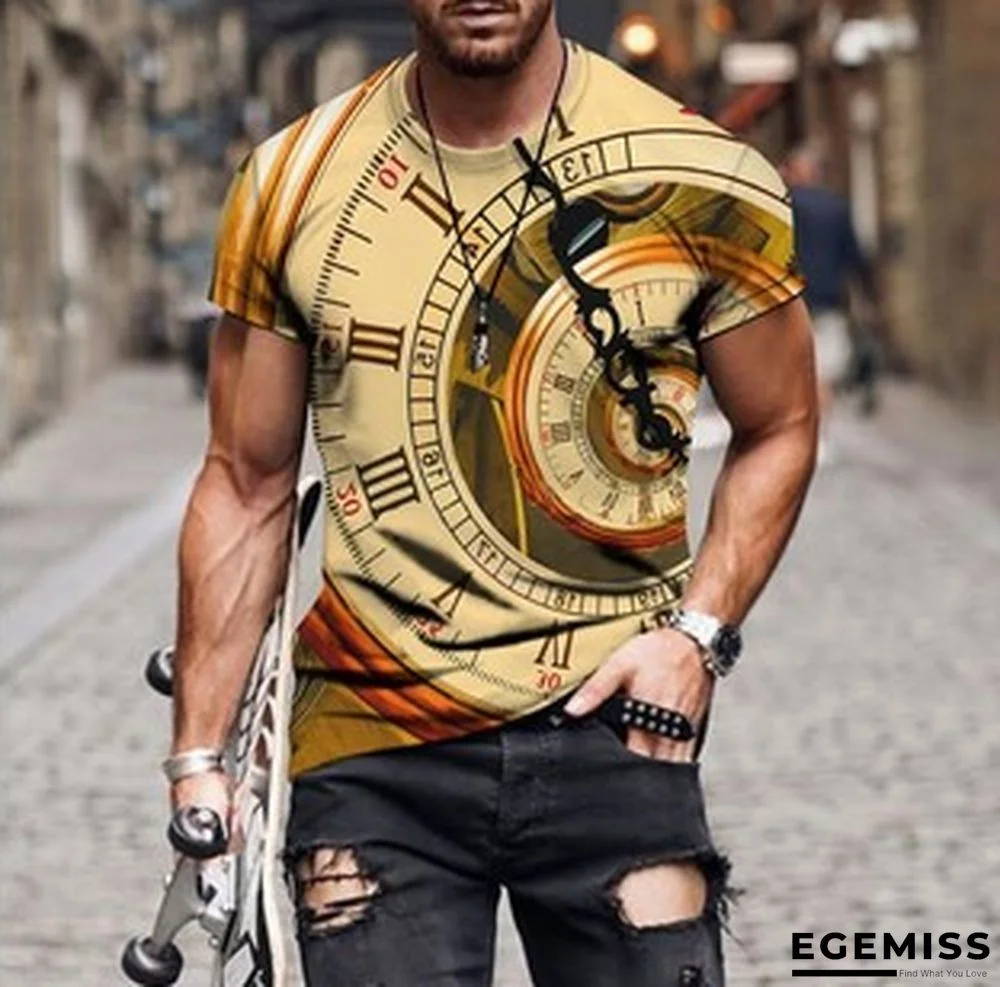 Men's Animation Loose Youth Sports Round Neck Bottomed T-shirt | EGEMISS