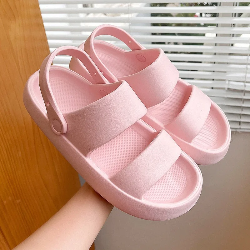 Summer Women Flip Flops Slippers Solid Thick EVA Platform Non-Slip Heel Sandals Home Outdoor Beach Couples Men's Ladies Shoes