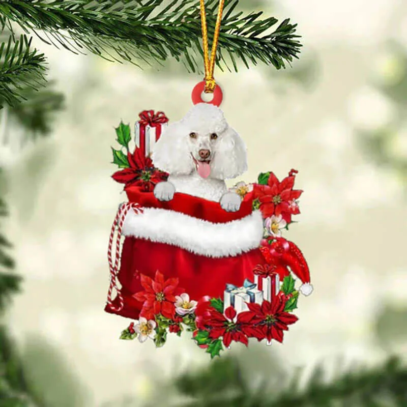 VigorDaily Poodle In Gift Bag Christmas Ornament GB005
