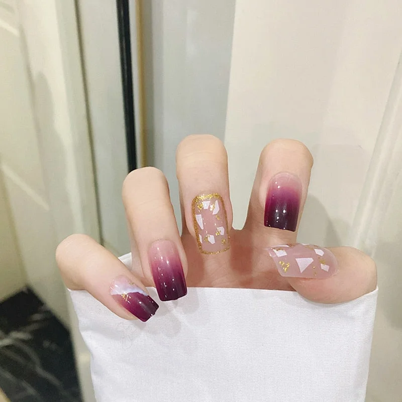 24pcs/set Press on Nail Tips Acrylic 10 Sizes Flower Design Fake Nails Art Full Cover French False Nail Art Tips Artifical Nails-Nail Inspo