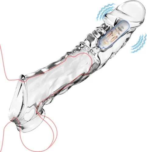 Vibrating Penis Extender Sleeve Enhancer Cock Ring Dildo Vibrator Sex Toys  Male
