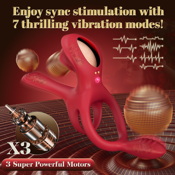 Vibrating Cock Ring Rose Couple Sex Toys With Clitoral Anal 5 In 1 Stimulator