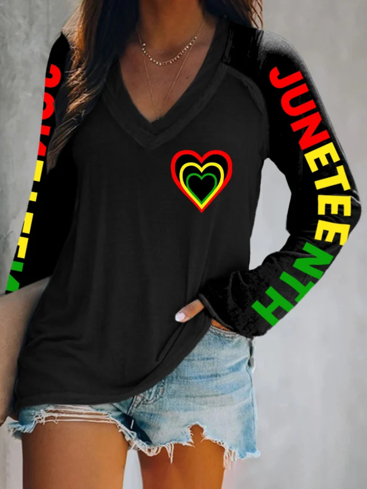 Women's Juneteenth V-Neck T-Shirt wearshes