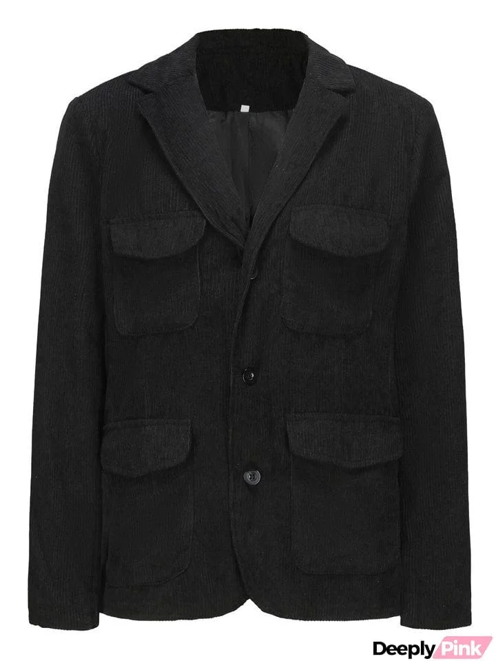 Men's Trendy Solid Lapel Corduroy Jacket Coats