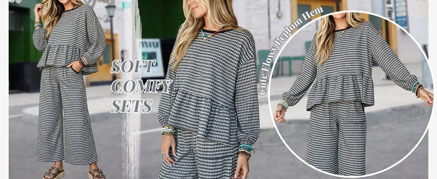 gingham pants set women