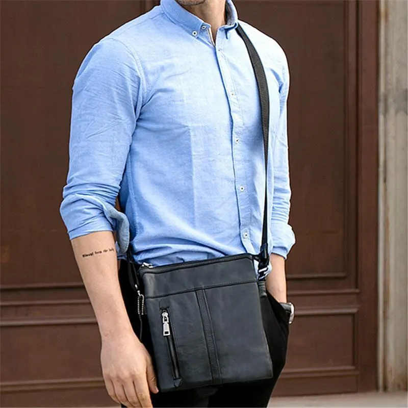 Mens Classic Mulitipurpose Crossbody Bags Leather Shoulder Packs