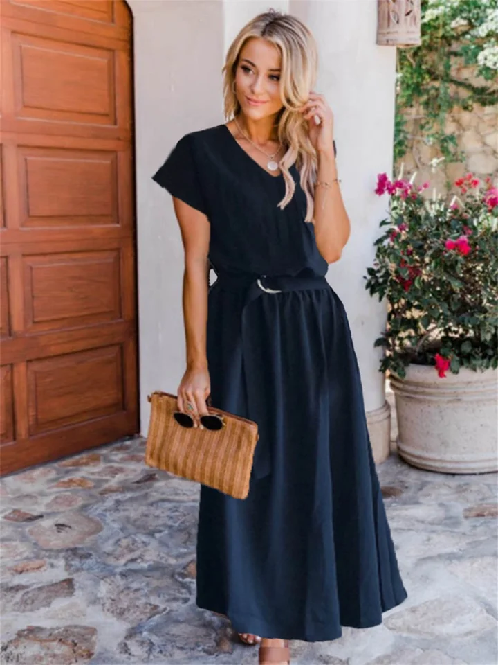 Women's New Loose Waistband and Waist Maxi Dresses