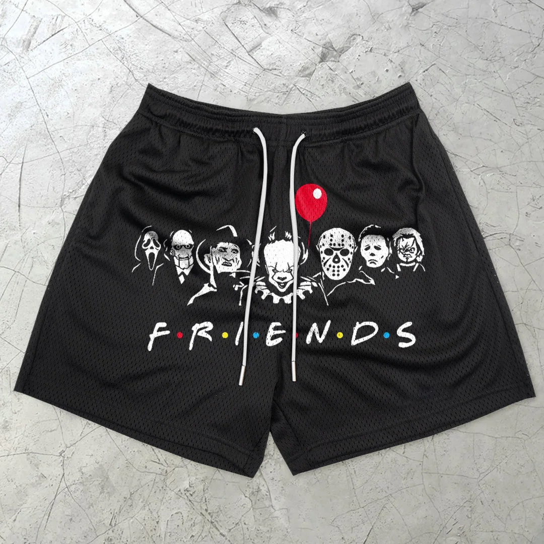 Vintage Devil Casual Mesh Print Shorts