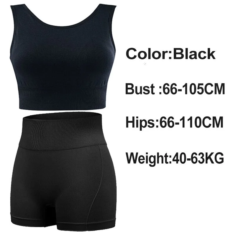 Women Crop Top Set Biker Shorts + Tank Tops Female Sleeveless Casual Outfits Summer Fashion Solid Color Black Caramel Top Sets