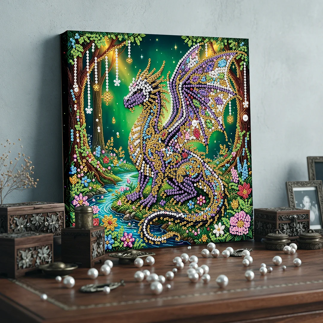 Forest Dragon - DIY Pearl Diamond Art Kit With Frame 25*25cm