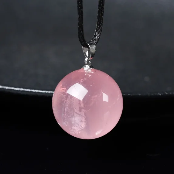 Round Ball Pink Crystal Hibiscus Crystal Pendant Love Pendant