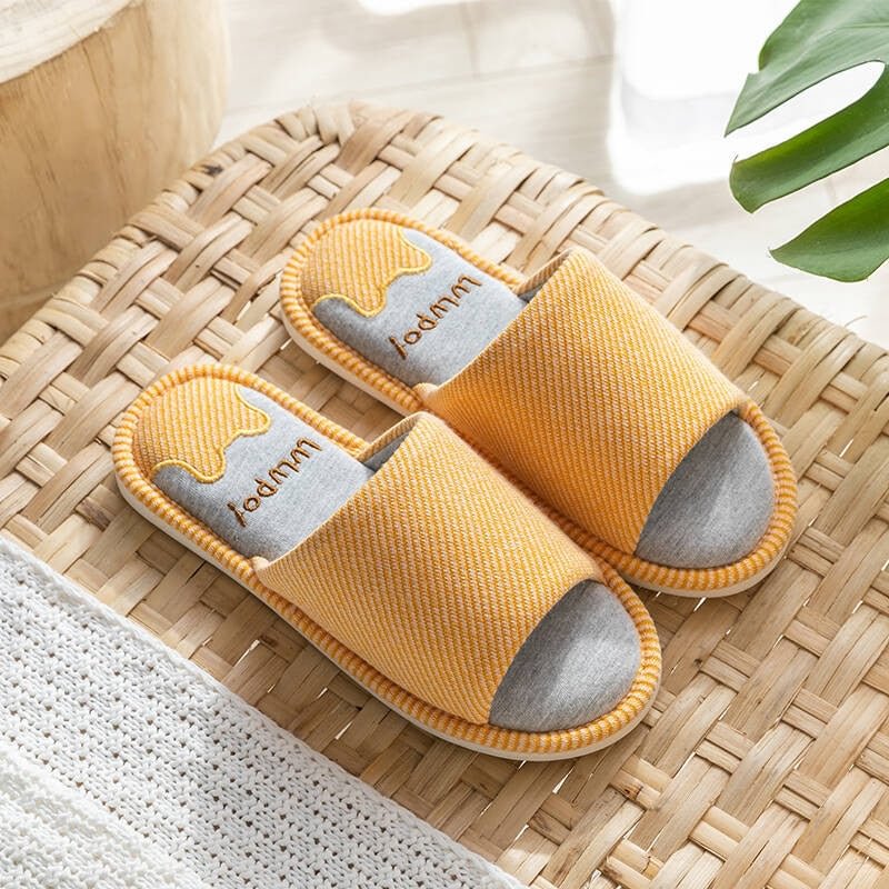 Spring And Autumn Household Linen Slippers Women Indoor Couple Anti-slip Breathable Home Winter Slipper Men's Cotton Shoes