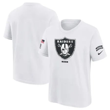 Youth Las Vegas Raiders  White 2024 Salute To Service T-Shirt
