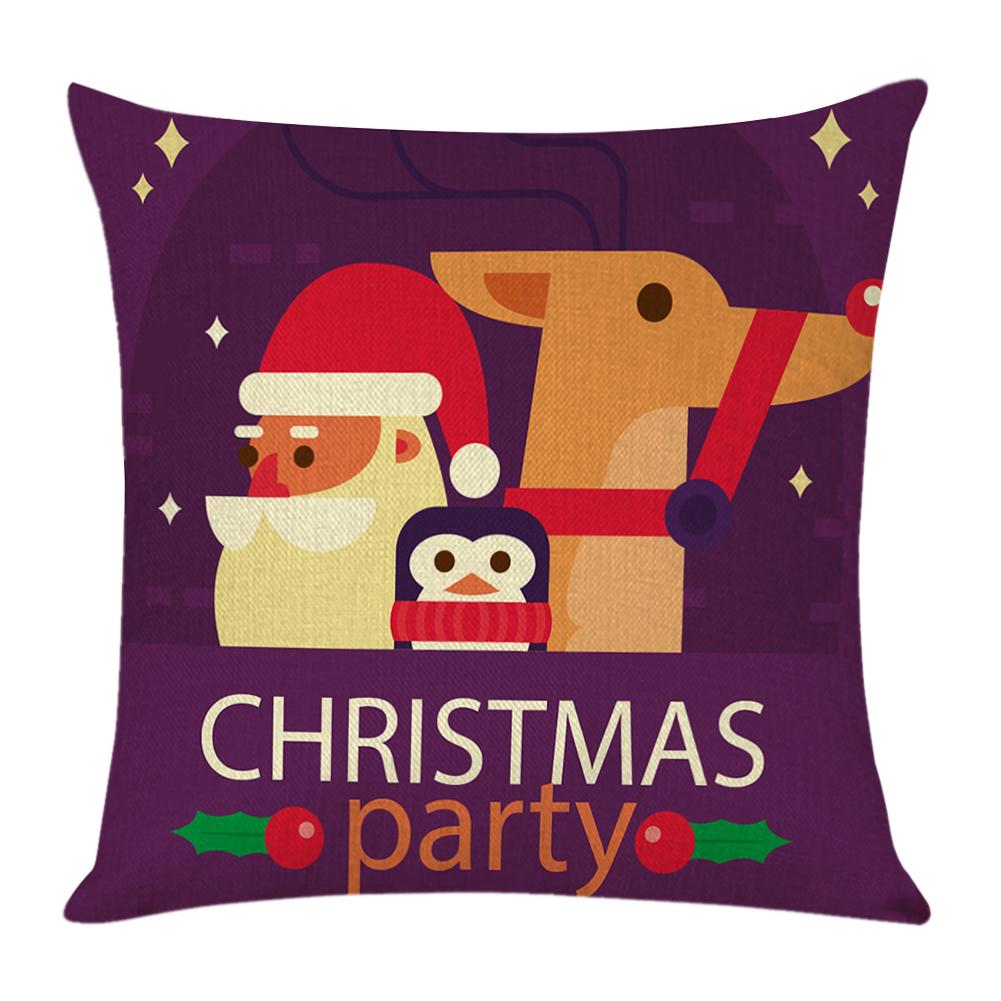 

Christmas Santa Claus Pattern Linen Pillowcase Soft Throw Pillow Case (3, 501 Original