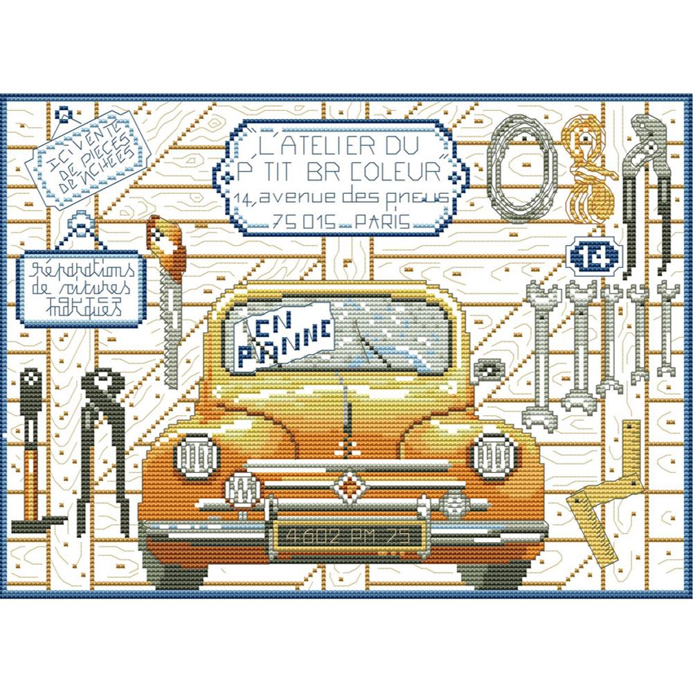 

Car Repair Shop - 14CT Stamped Cross Stitch - 36*28cm, 501 Original