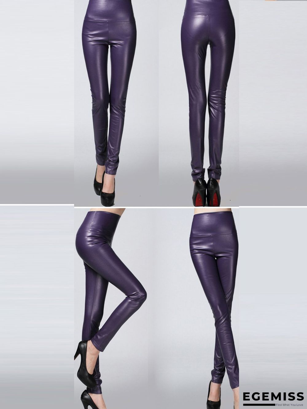 Plus size color elastic pu thick leggings leather Leggings | EGEMISS