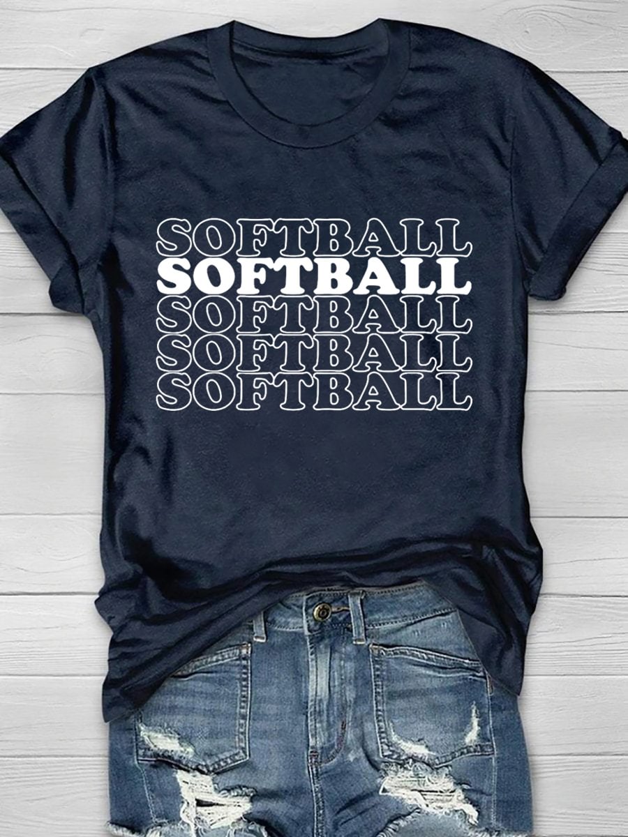 Softball Print Short Sleeve T-Shirt