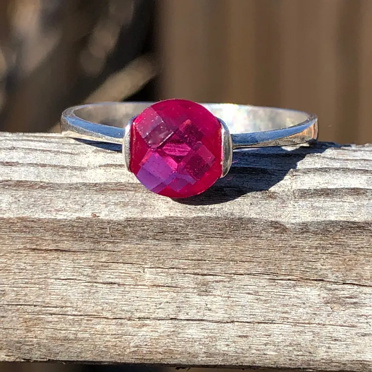 Sterling Silver and Ruby Ring Size 9