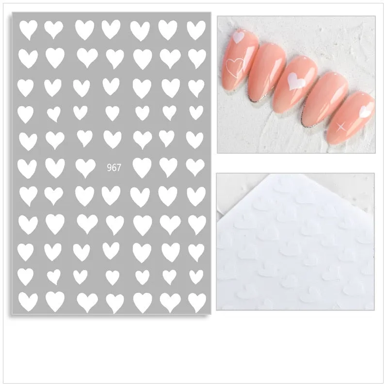Black Red 3D Nail Sticker Self Adhesive Love Heart Star Butterfly Flower Nail Decals Slider DIY Nail Art Decoration-Nail Inspo