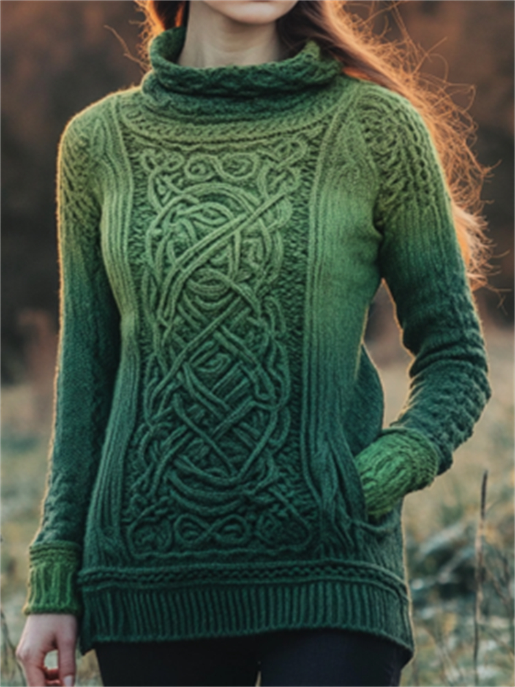 Vintage Irish Celtic Gradient Turtleneck Sweater wearshes