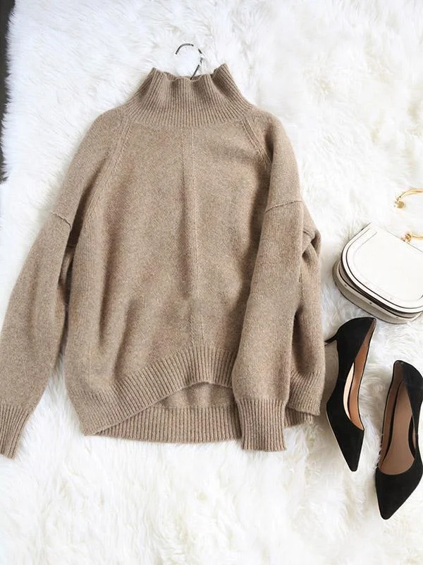 Warm Knitting High-Neck Sweater
