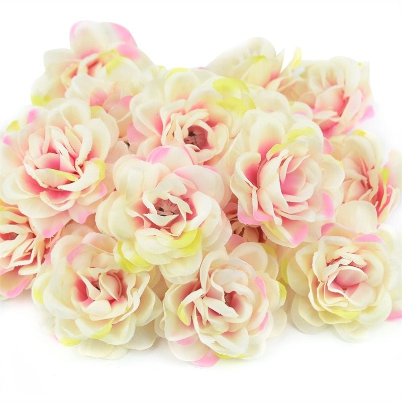 30pcs/lot 7cm Large Artificial Silk Rose Flower Heads For Home Wedding Decoration DIY Wreath Wall Accessories Craft Fake Flowers