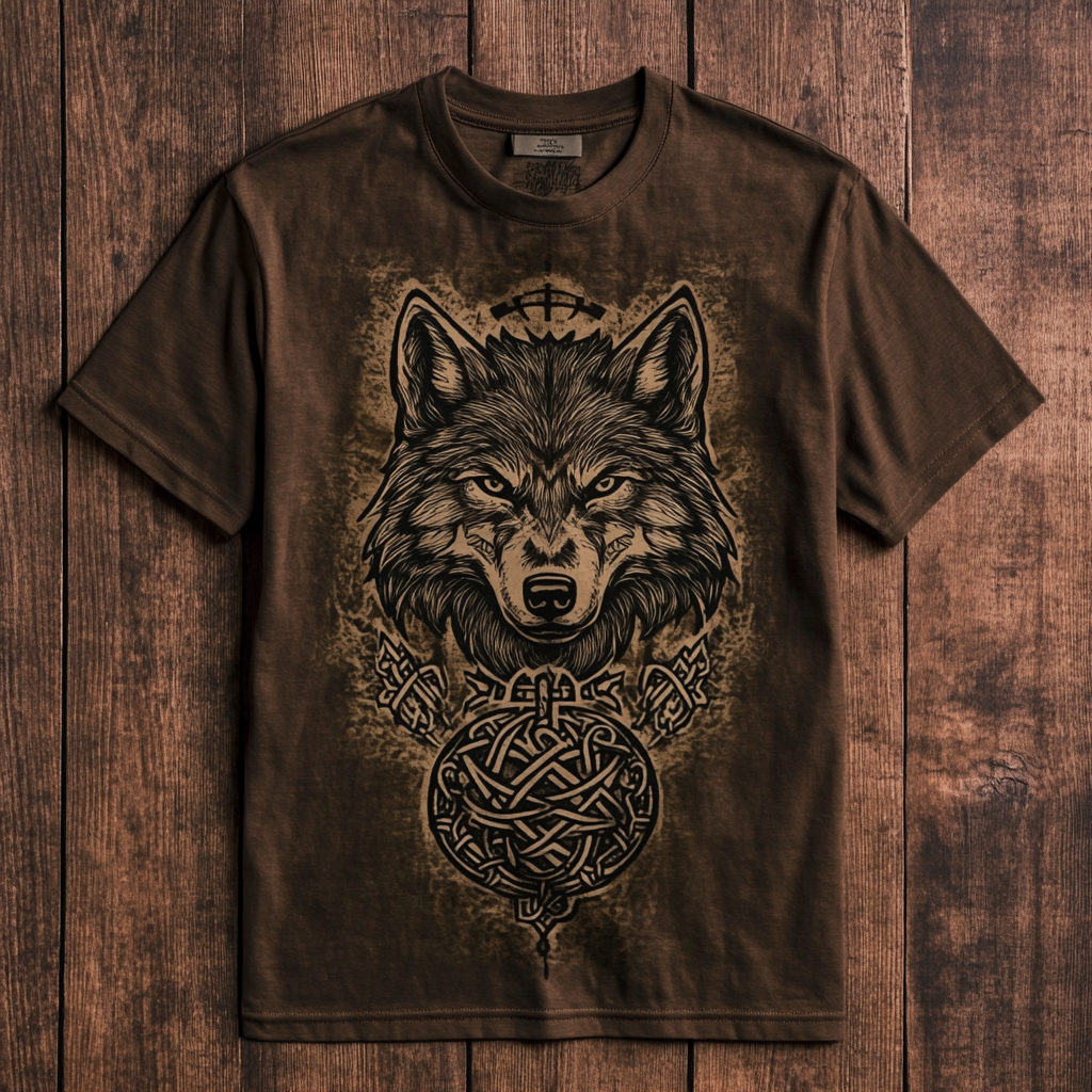 Men's Viking Fenrir Wolf Totem Knot Vintage T-shirt / Rvogue / Rvogue