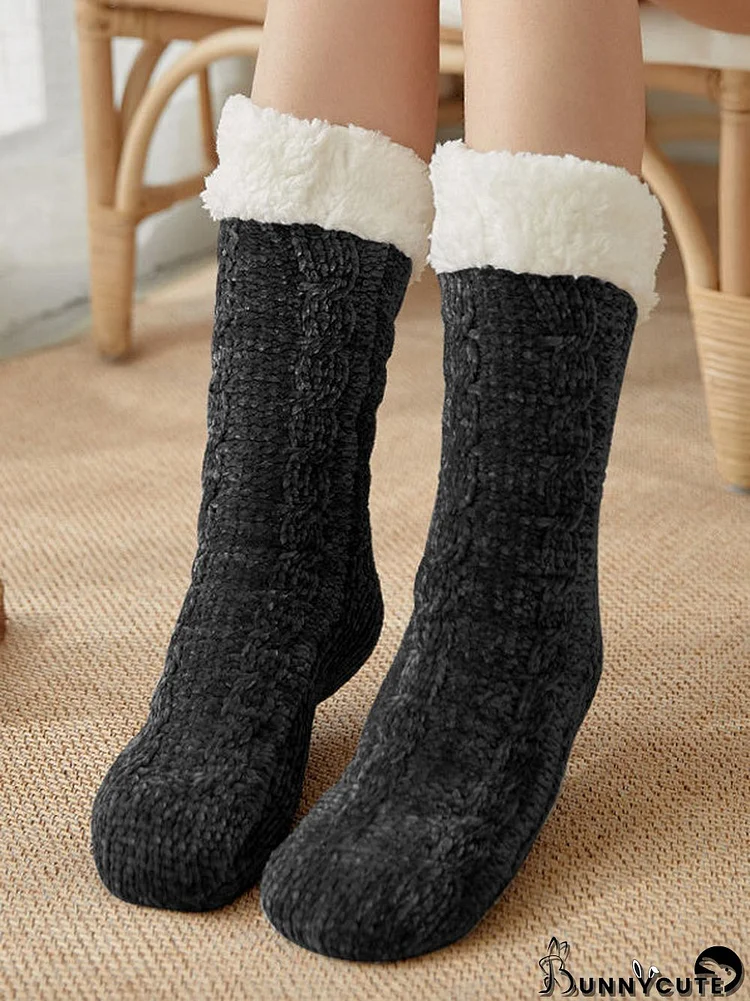 Plain Warm-keeping Cabin Socks