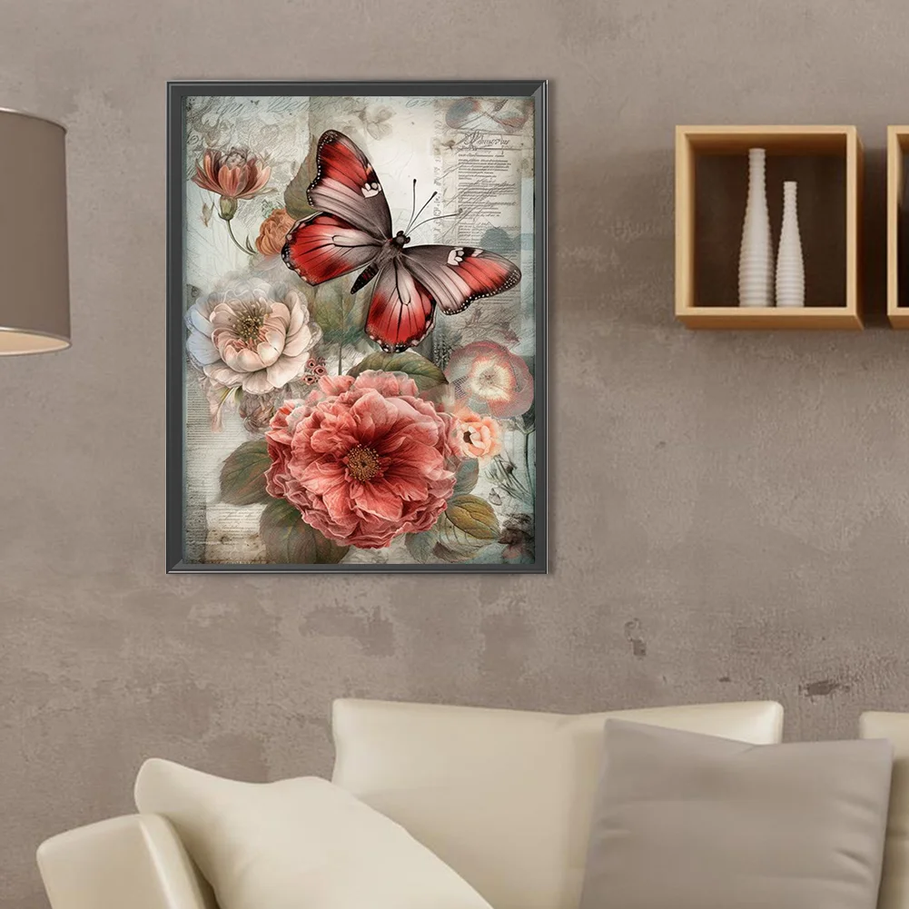 Diamond Painting - Full Square Drill - Butterfly Flower(Canvas|30*40cm)