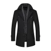 Lapel Mid-Length Plain Single-Breasted Coat for Men