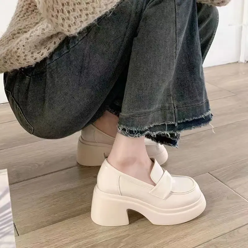 Breakj Breakj Small Leather Shoes Women In The Spring Of 2025 New Pine Cake French Retro English Style Lefu Shoes One Foot Single Shoes
