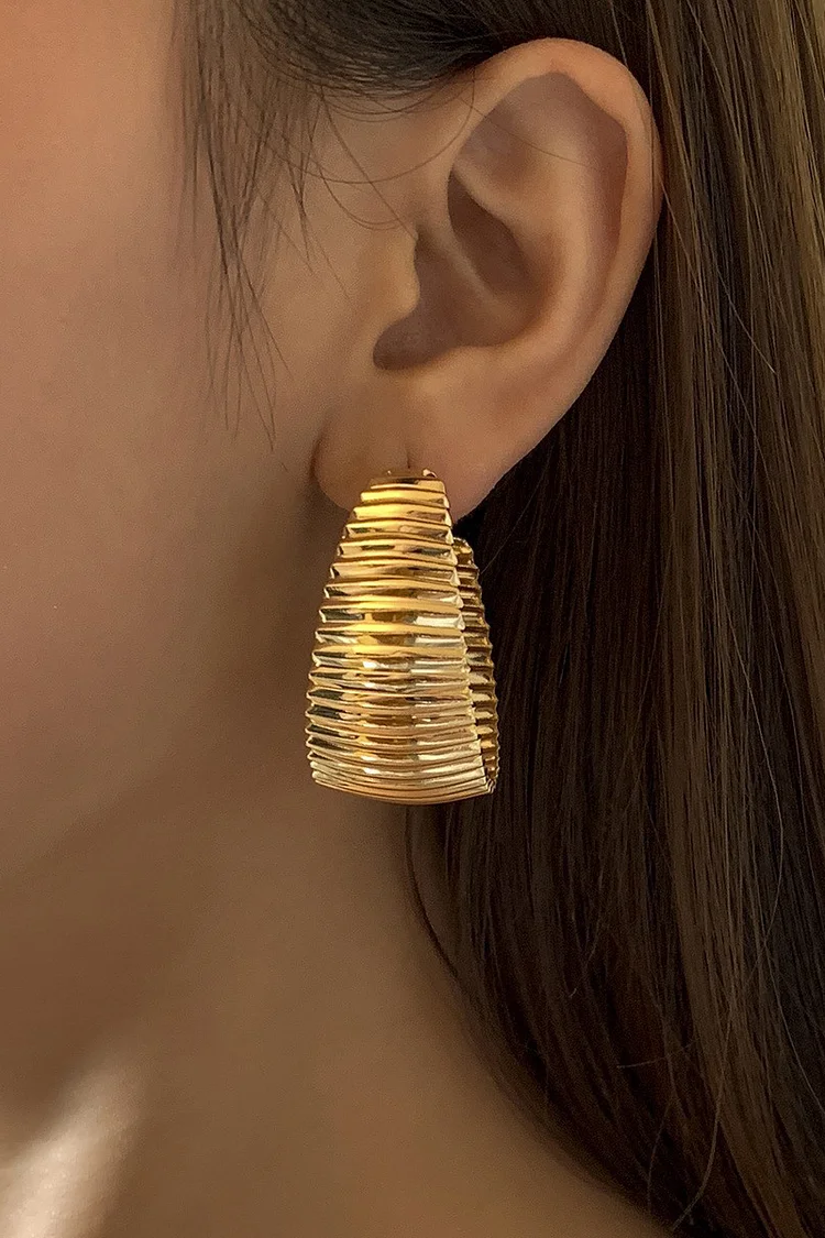 Fashionable Alloy Punk Style Dangle Earrings-Gold1