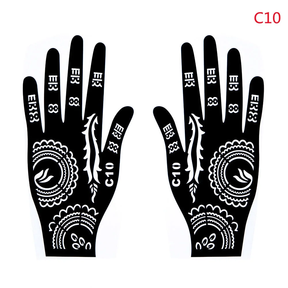1PC Multiple Professional Henna Stencil Temporary Hand Tattoo Body Art Sticker Template Wedding Tool India Flower Tattoo Stencil