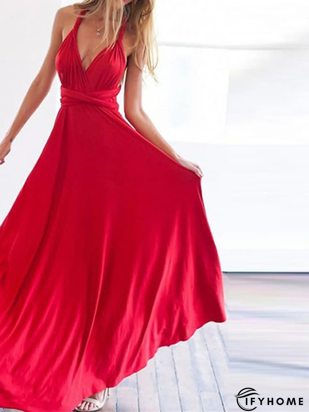 Women‘s Prom Party Dress Swing Dress Long Dress Maxi Dress Green Black Blue Sleeveless Pure Color Backless Spring Summer V Neck Party S M L XL | IFYHOME