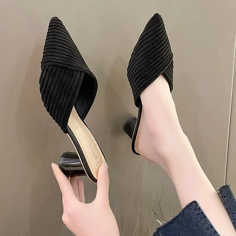 Uveng Uveng Cool Drag Year Summer Simple Fashion New Pointed Knitted After The Blank Coarse And Solid Color Tao Cold Drag
