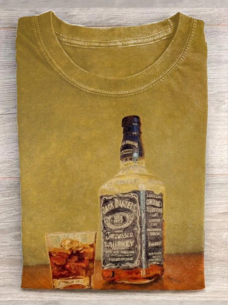 Unisex Drinking Art Jack Daniel Graphic Print Casual Short Sleeve T-Shirt