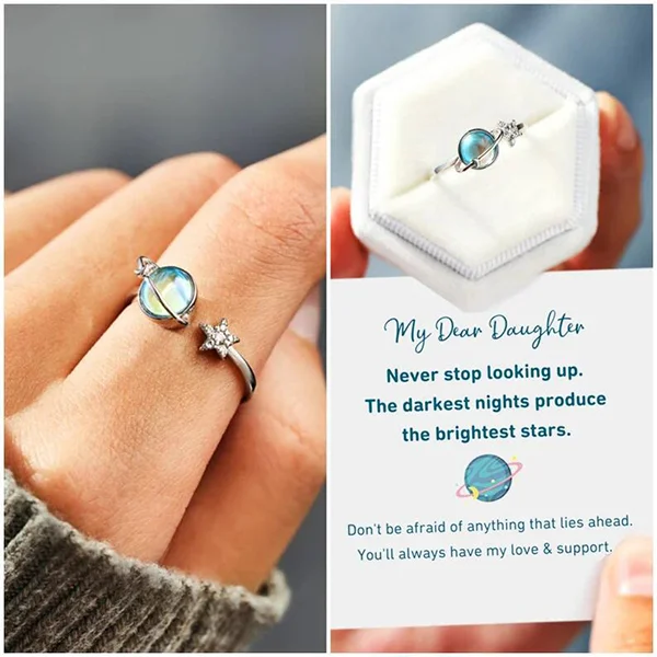 Last Day 70% Off-To My Daughter- S925 No Darkness Spinning Star Fidget Ring