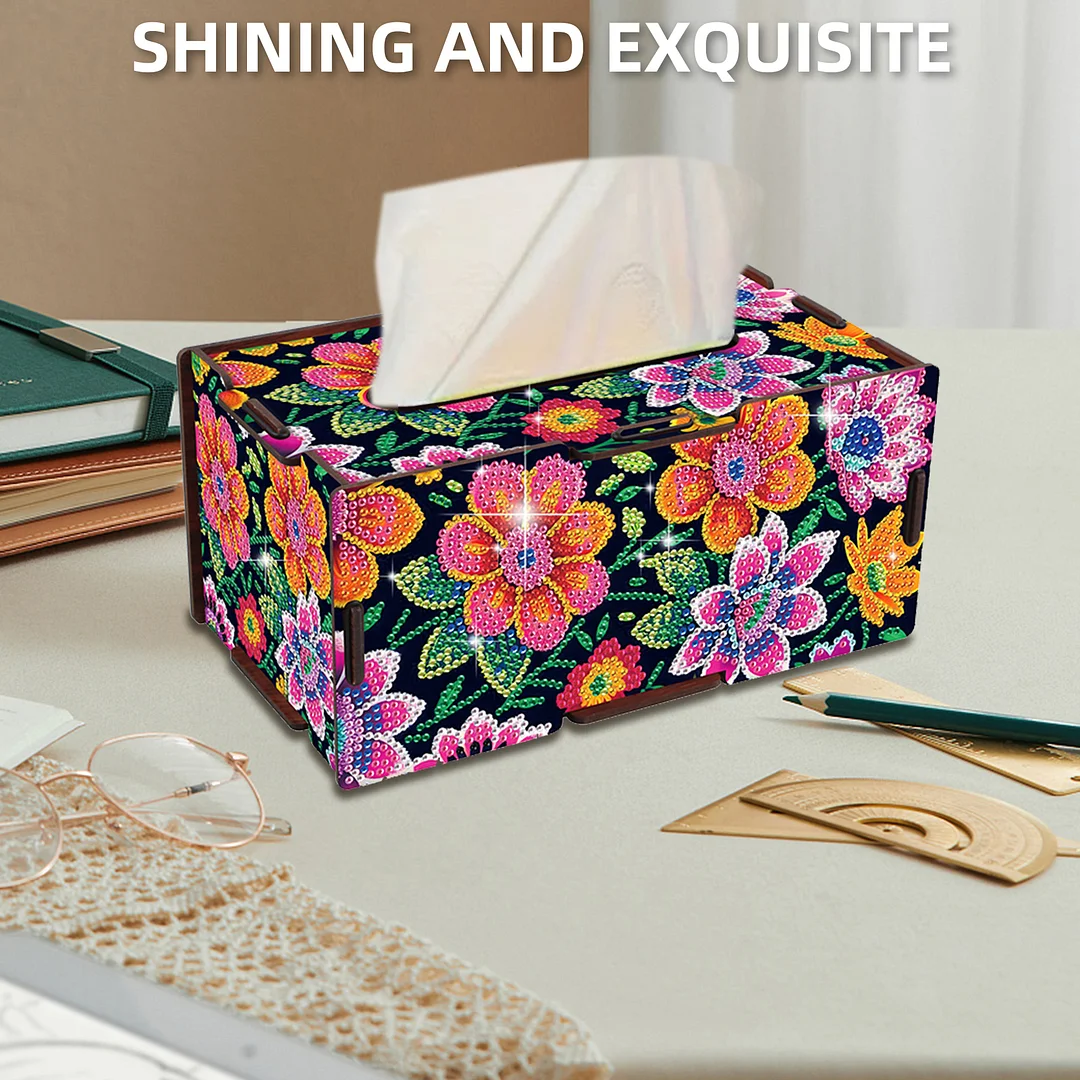 Wooden Diamond Painting Tissue Box for Home and Office Decoration (ZJH018)