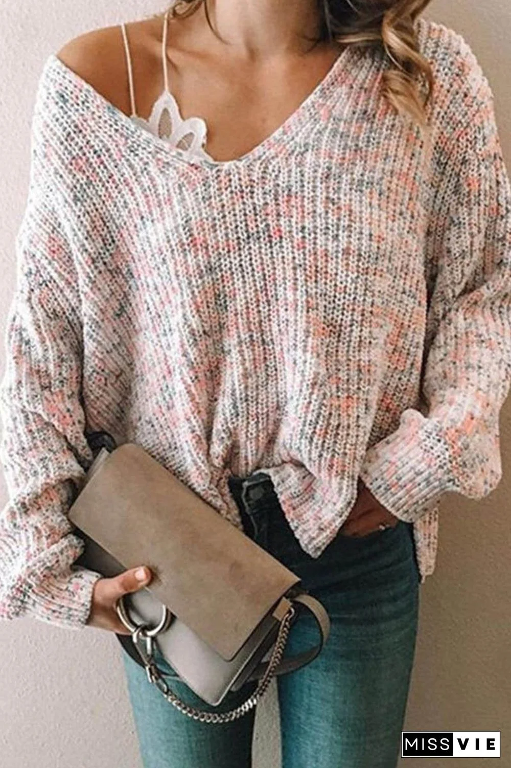 Knitted Casual V-neck Sweater