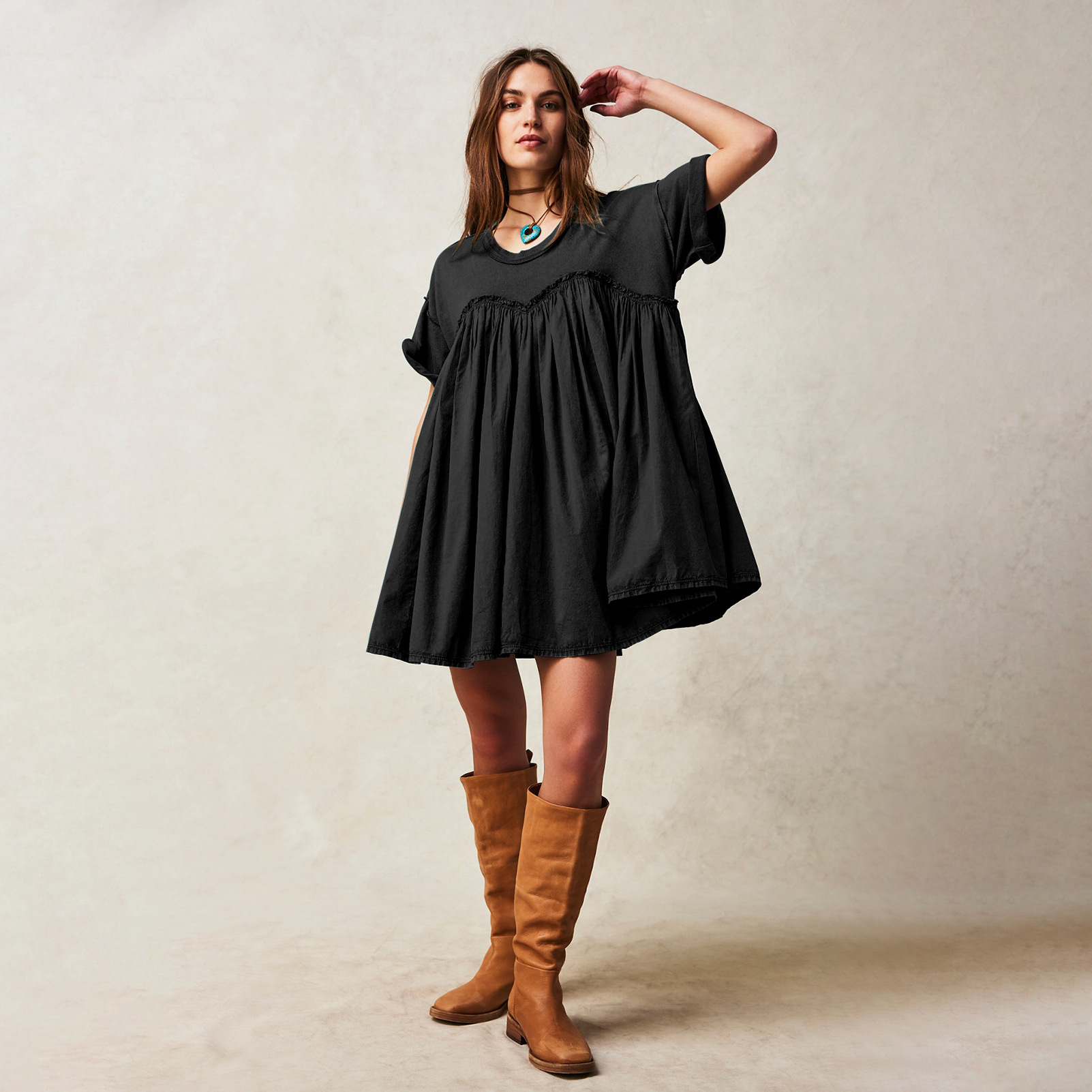 Mature Women Short Skirt Summer Casual Short Sleeve Holiday Dress 