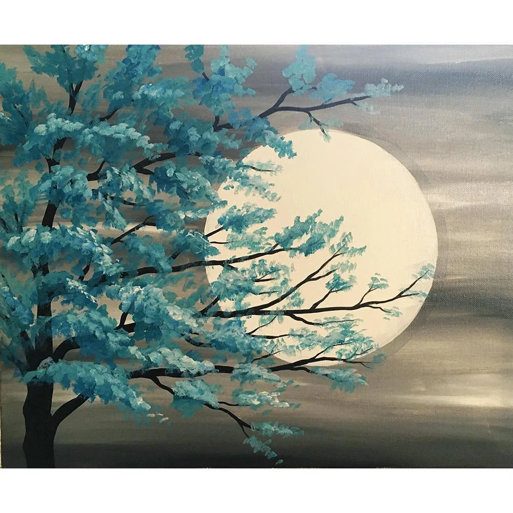 Full Round Diamond Painting - Full Moon Tree(30*40cm)