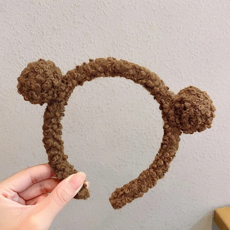 New Girls Cute Bear Ears Plush Simple Hairbands Kids Lovely Hair Ornament Headband Hair Hoops Children Fashion Hair Accessories