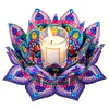 Peinture en diamant en 5D DIY d&eacute;coration acrylique de bureau, bougeoirs fleurs, d&eacute;coration de bureau artisanale pour adultes d&eacute;butants (Purple Lotus-A)