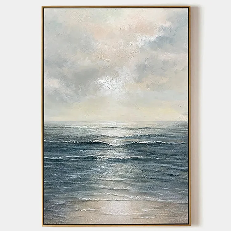 TRANQUIL SHORES: Serene Coastal Landscape Oil Painting（Canvas painting）