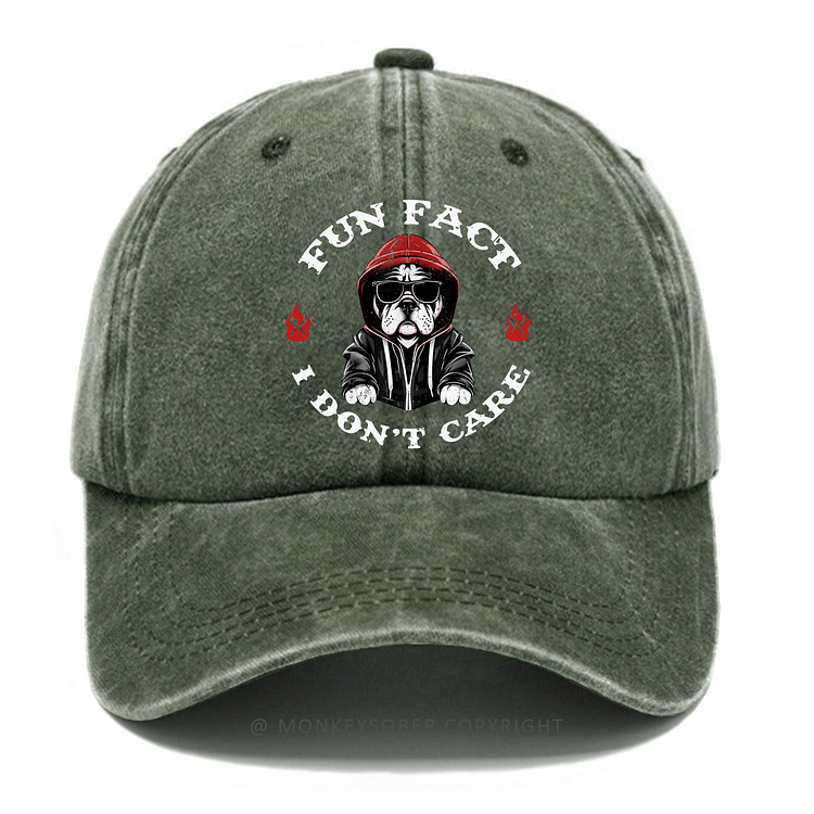 Fun Fact I Don't Care Washed Baseball Caps